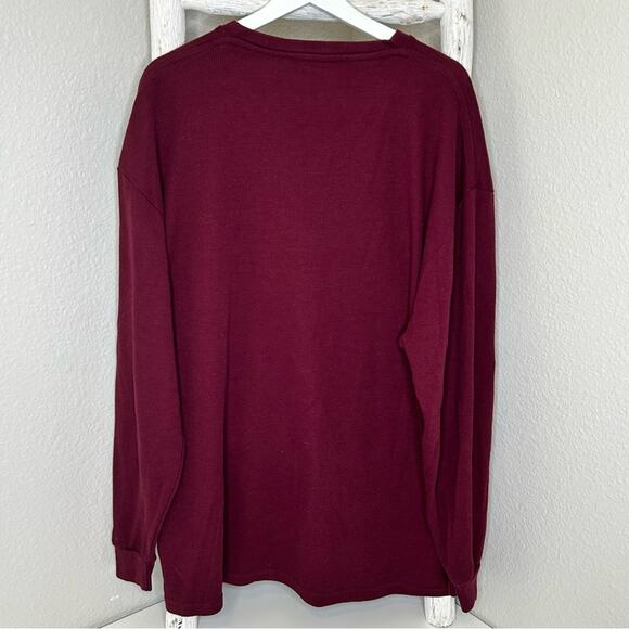 Galaxy by Harvic Burgundy V Neck Long Sleeve Thermal Shirt 4XL - Picture 2 of 5